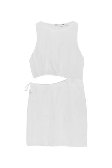 Korte witte jurk met cut-out