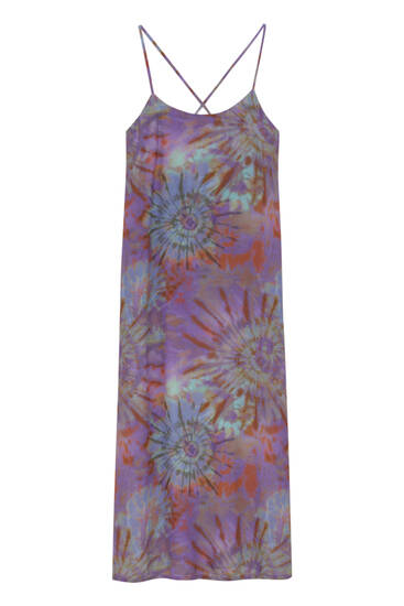 Long dress with tie-dye sun print