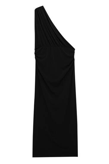 Асиметрична рокля със средна дължина и набор