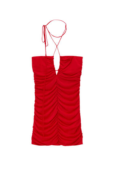 Red short tulle dress