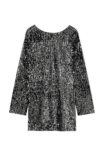 Short sequinned dress with open back