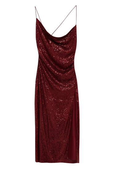 Strappy sequinned midi dress