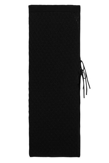 Háčkovaná midi sukňa s otvoreným úpletom