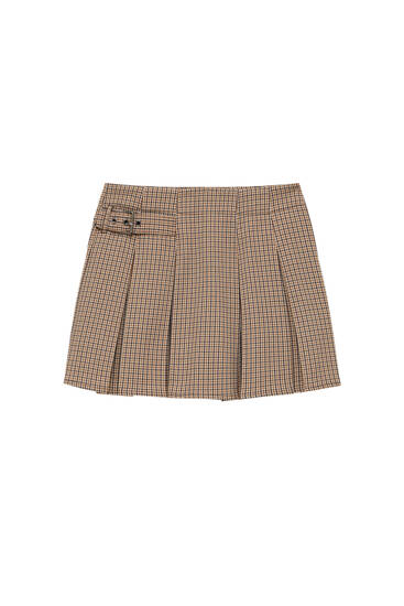 Check box pleat mini skirt