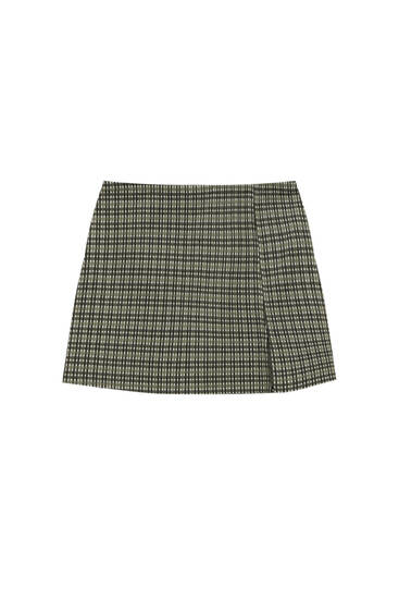 Varsity mini skirt with slit