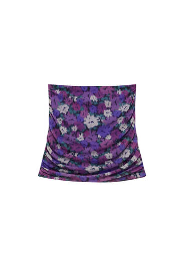 Draped floral mini skirt