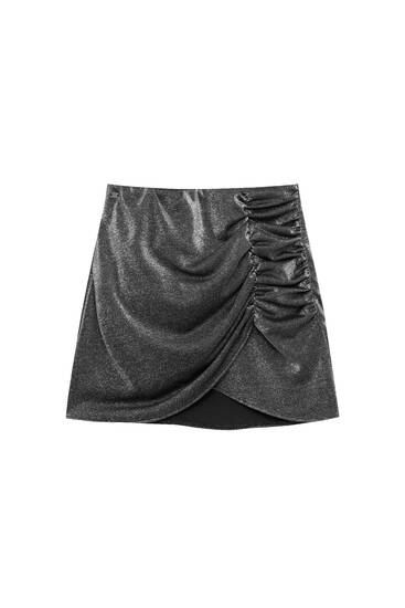 Gathered mini skirt with rhinestones