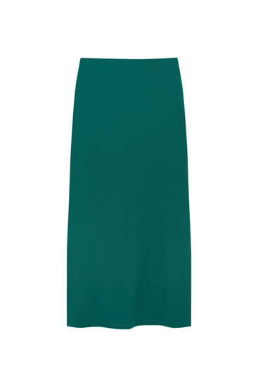 Green fitted midi skirt