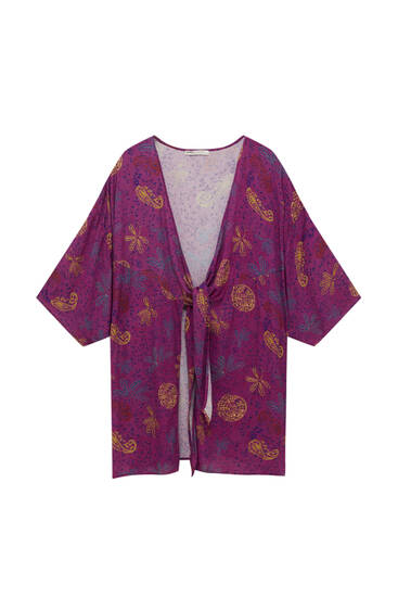 Kimono long fluide imprimé