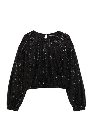 Long sleeve sequinned sweater