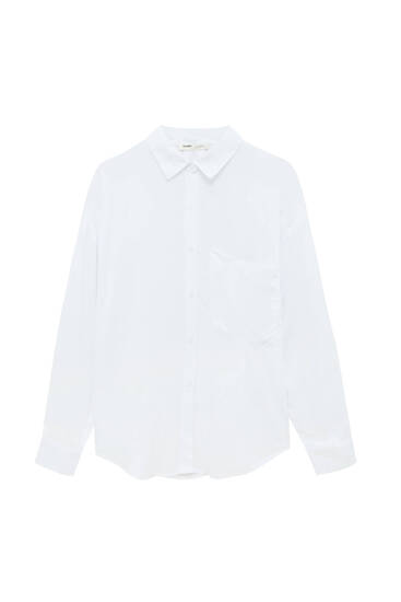 Moda Camisas de vestir Camisas de manga larga Zara Basic Camisa de manga larga caqui look casual 