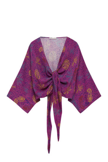 Loose-fitting kimono with print