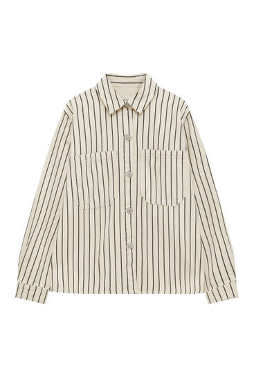 Striped denim overshirt