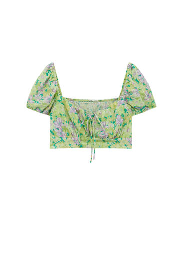Printed crop top with cut-out detail