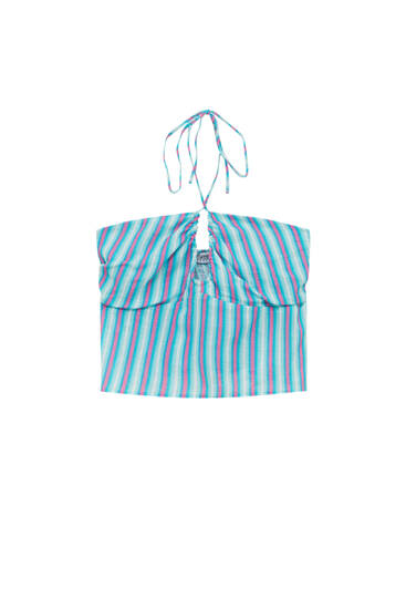 Striped rustic top with a halter neck