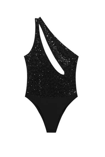 Sequinned cut-out bodysuit