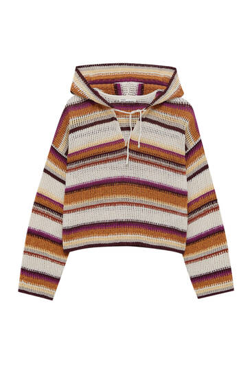 Háčkovaný svetr s kapucí