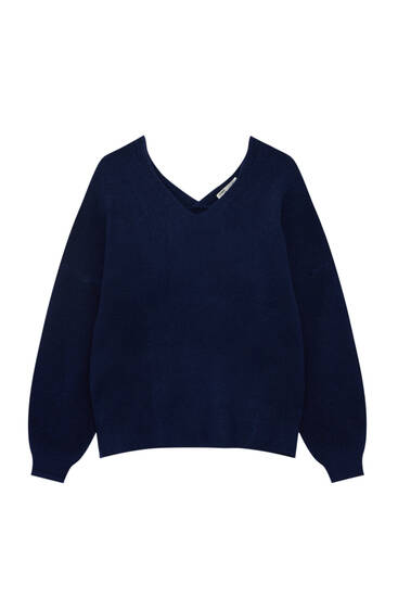 Pletený sveter s výstrihom do V