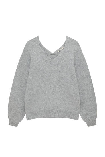 Pletený sveter s výstrihom do V