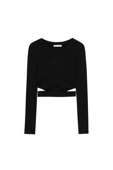 Cut-out cropped sweater