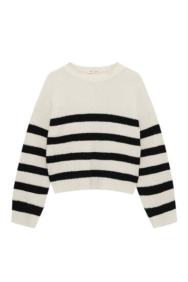 Purl-knit nautical stripe sweater