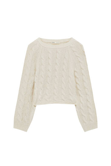 Rustic cable-knit sweater - pull\u0026bear