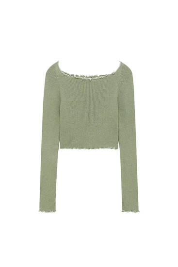 Fashion Sweaters Coarse Knitted Sweaters Pull & Bear Coarse Knitted Sweater turquoise cable stitch elegant 