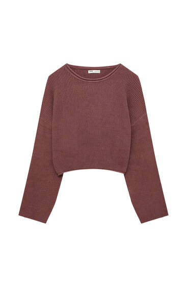 Purl knit sweater