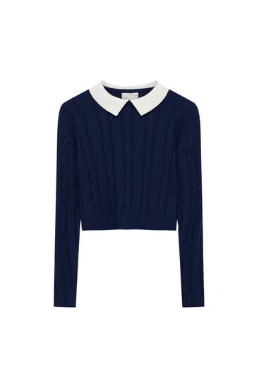 Knit contrast neck sweater