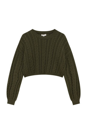 Skrátený pletený sveter