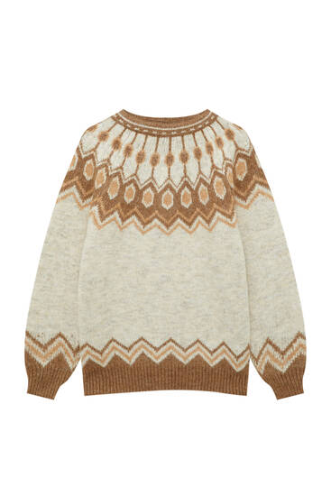Printed knit sweater