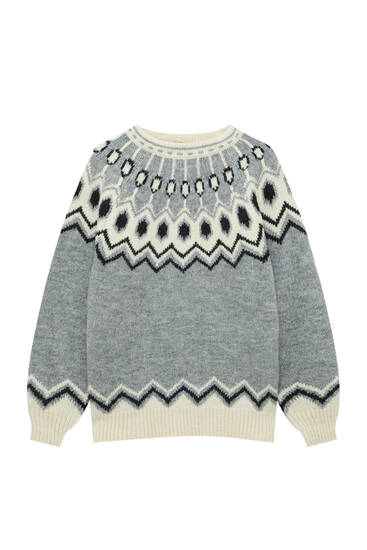 Printed knit sweater