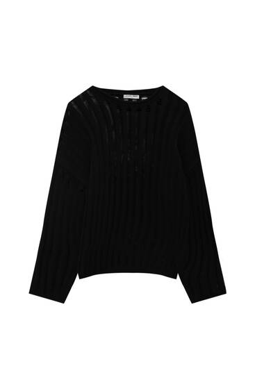 Pletený sveter s roztrhaným efektom