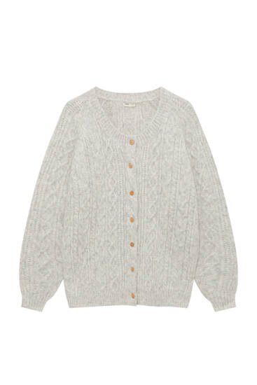Multi-way cardigan with cable-knit detail