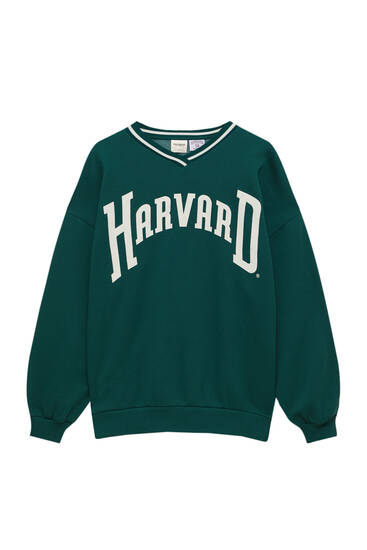 Zelená mikina v college štýle Harvard