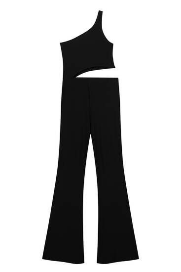 Long asymmetric jumpsuit with cut-out