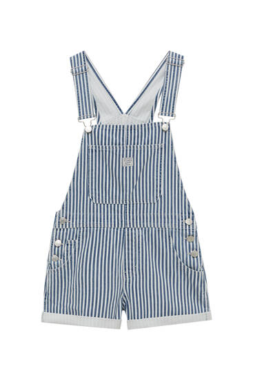 Striped short dungarees