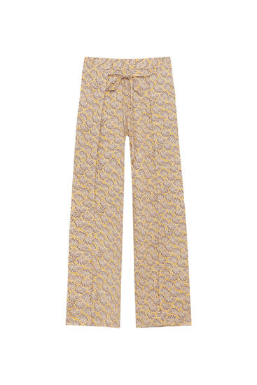 Printed flowing wrap trousers