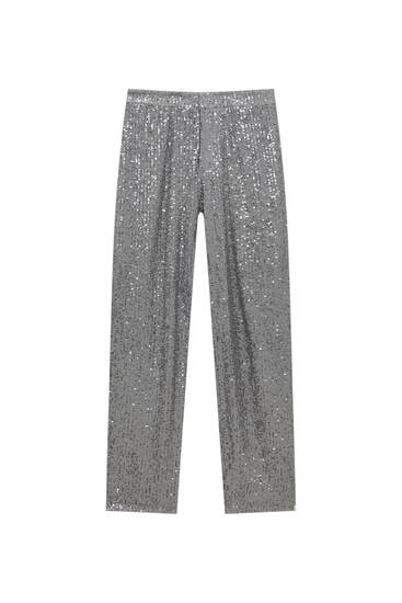Straight sequin trousers