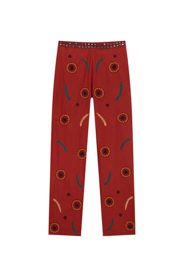 Embroidered boho trousers