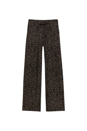 Printed knotted wrap trousers