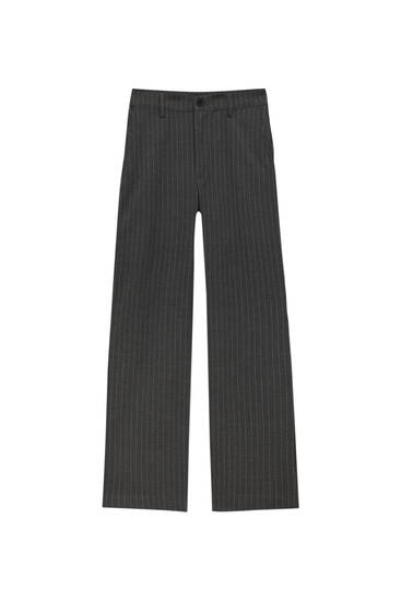 Straight-leg pinstripe pants