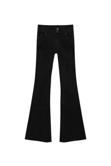 Flared trousers with piping detail