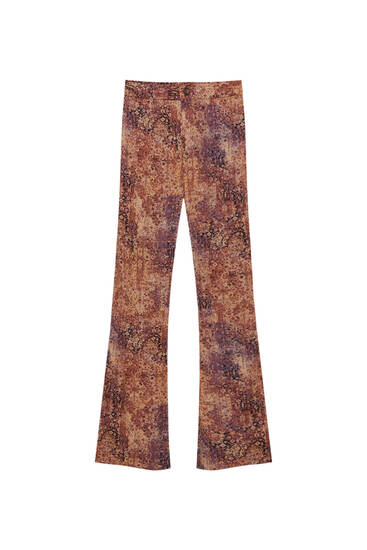 Floral print flared trousers
