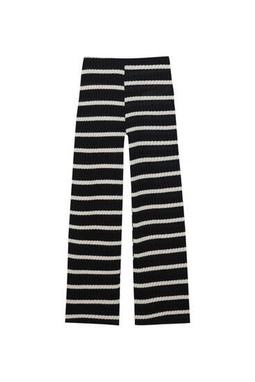Black striped knit trousers