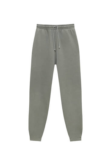 Pantaloni jogger simpli cu aspect decolorat