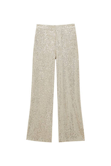 Straight sequin trousers
