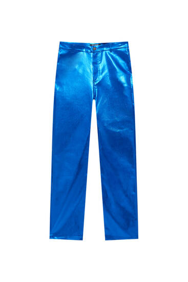 Metallic blue trousers