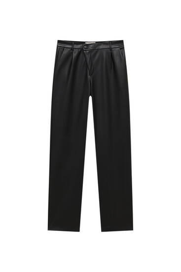 Straight-leg faux leather trousers