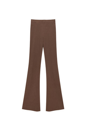 Ribbed bell bottom trousers - PULL&BEAR